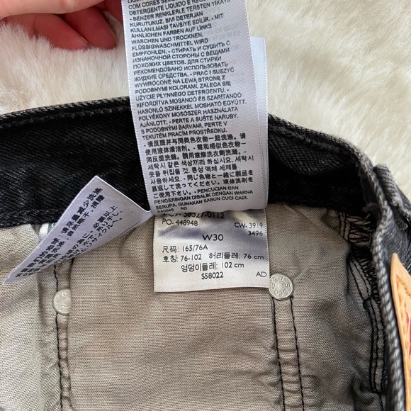 Levi’s 501 Black Denim Cut Off Short Shorts Raw Hem Size 29 Summer Jean Shorts - Picture 12 of 12